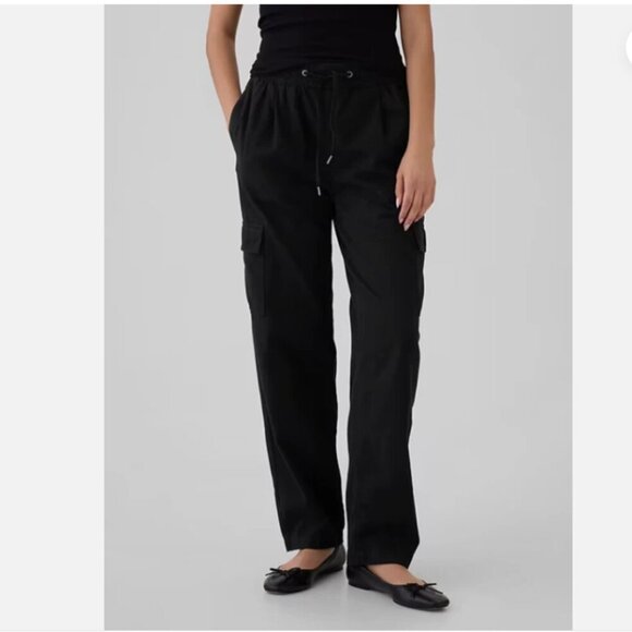 GAP Broken Twill Cargo Mid-Rise Pull-On Pants Black Size XL NWT #522920 RT$80 - Picture 2 of 10